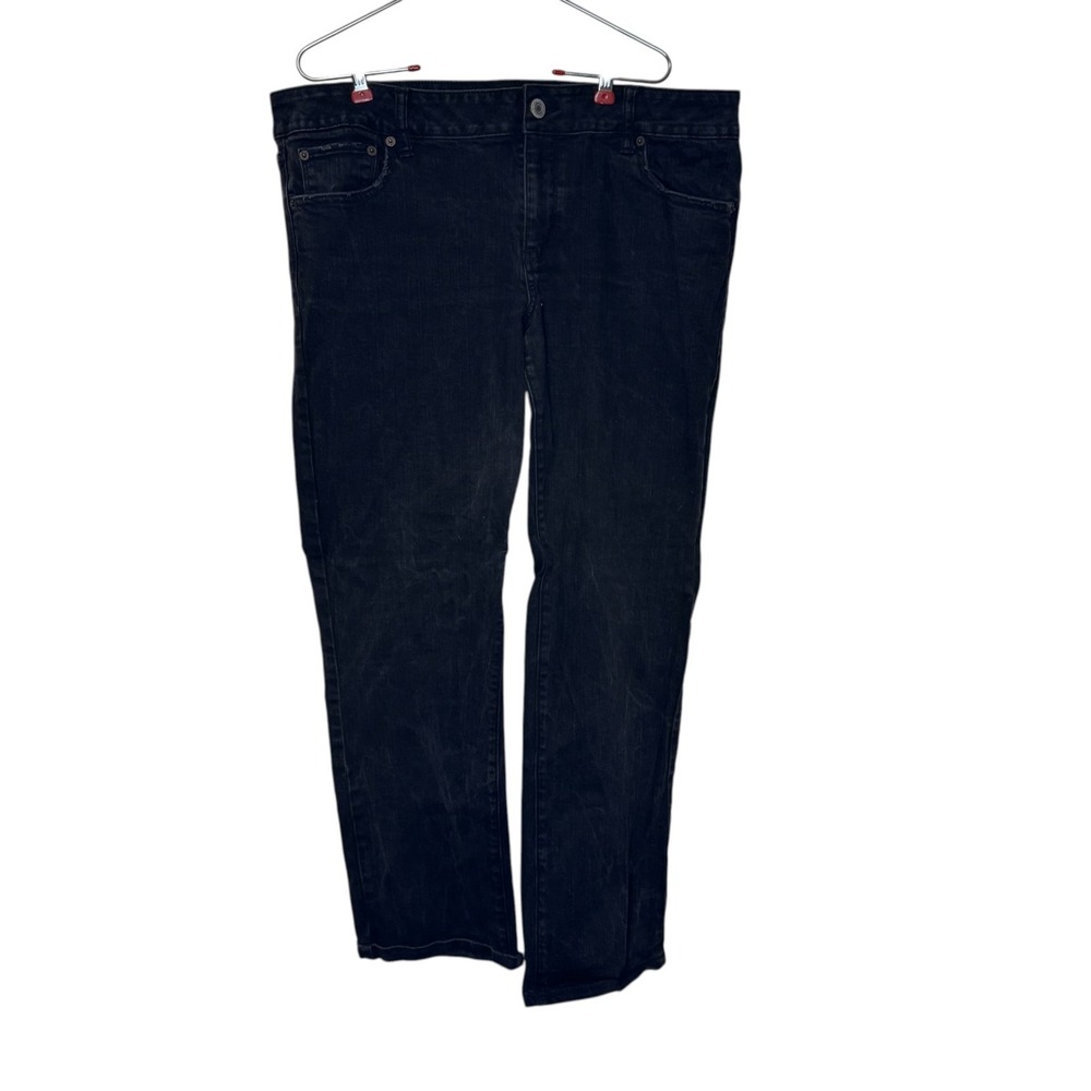 American Eagle outfitters Womens Jeans Straight Stretch Black Mid-Rise 18 Long